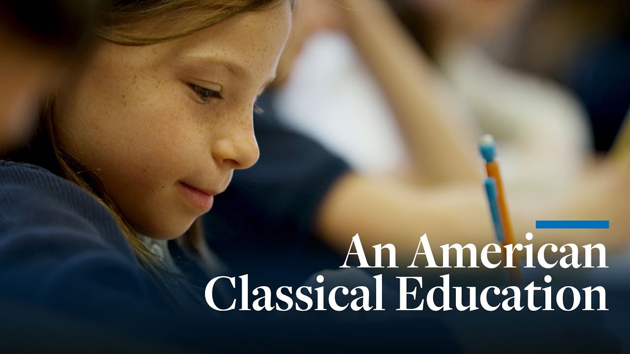 An American Classical Education: a student writing in a classroom